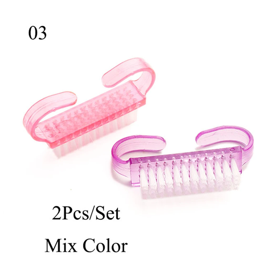 2Pcs Nail Cleaning Nail Brushes Plastic Pink Purple Clean Tools File Remove Dust Manicure Pedicure Brush