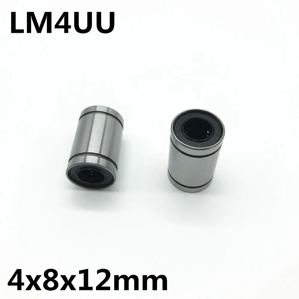 

100pcs LM4UU ball bearing inner diameter 4x8x12mm guide linear optical axis bearings Linear motion bearings high quality