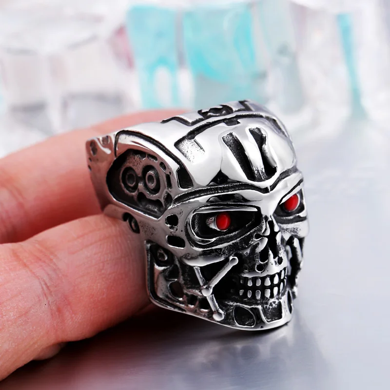 BEIER  new store Fashion T800 Terminator Ring Factory Price 316L Stainless Titanium Steel Movie Jewelry BR8-259