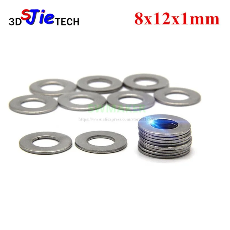 50pcs 8mm flat washer precise shims 8x12x1mm for OpenBuilds 8mm Metric Acme Lead Screw