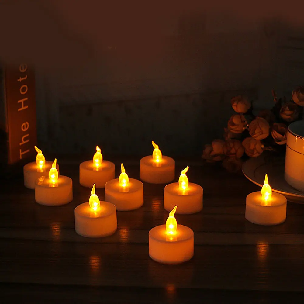 

120pcs Battery operate LED candle remote control flickering flameless votives tealight lamp F/Wedding Xmas party bar Decor-Amber