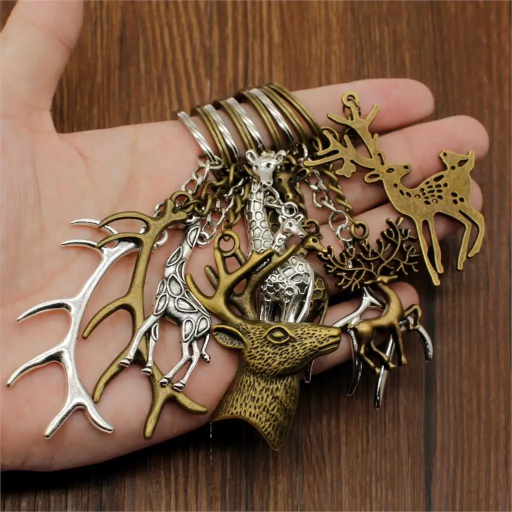 High Quality Key Chain Ring Creative Deer Antler Key Chain Pendant Bag Charm Keyring Car Keychain For Boyfriend