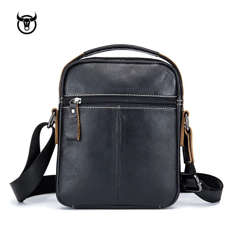 Bolso cruzado de cuero genuino para hombre, bandolera de piel de vaca, Estilo Vintage, informal, pequeño