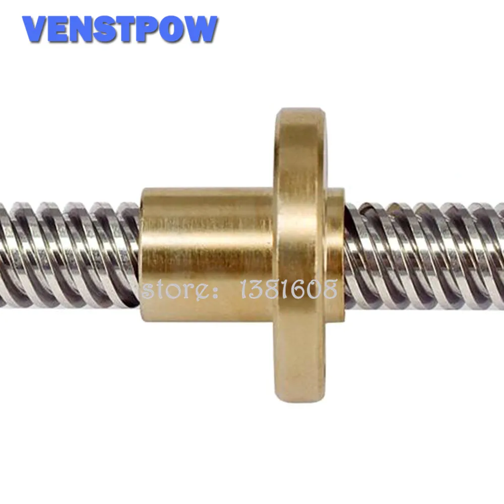 1PC Stainless Steel T8 Lead Screw Pitch 2MM Lead 4MM Length 100/200/300/400/500/600mm with Brass Copper Nut for 3D Printer