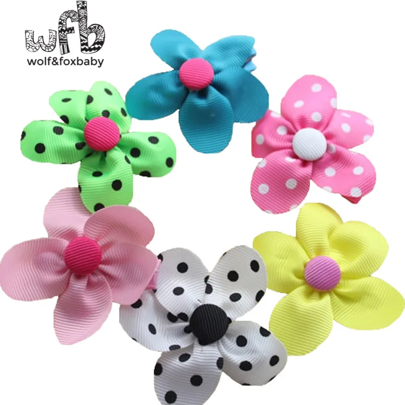 Retail 4pcs/lot Kids children Cute Print pure color floral hairband Hair Clip Multi-Style Hair Accessaries hairpins