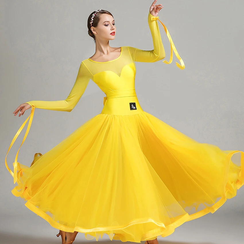 Waltz Ballroom Competition Dress Standard Mordern Dance Performance Costumes Women Mesh High End Evening Gown Sexy Big Swing