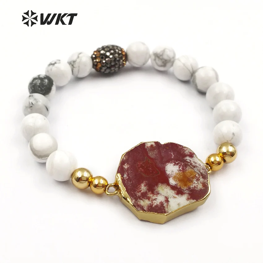 WT-B408 New Special design style fahsion ocean bracelet Stone beads mixed colorfoe women jewelry bangle