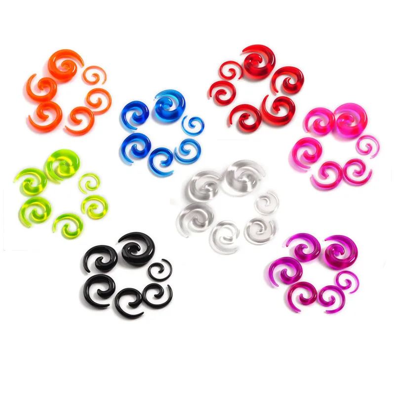 imixlot 12Pcs Acrylic Ear Tapers Spiral Ear Stretching Piercing Body Jewelry Mix Lots Fake Ear Expander Plug Tunnel Kit