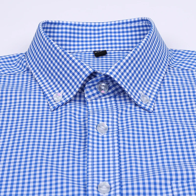 Casual Shirts  Brand 100% Cotton Small Plaid Shirt Men spring Smart Oxford Dress Shirt Camisa Masculina Hight Quality