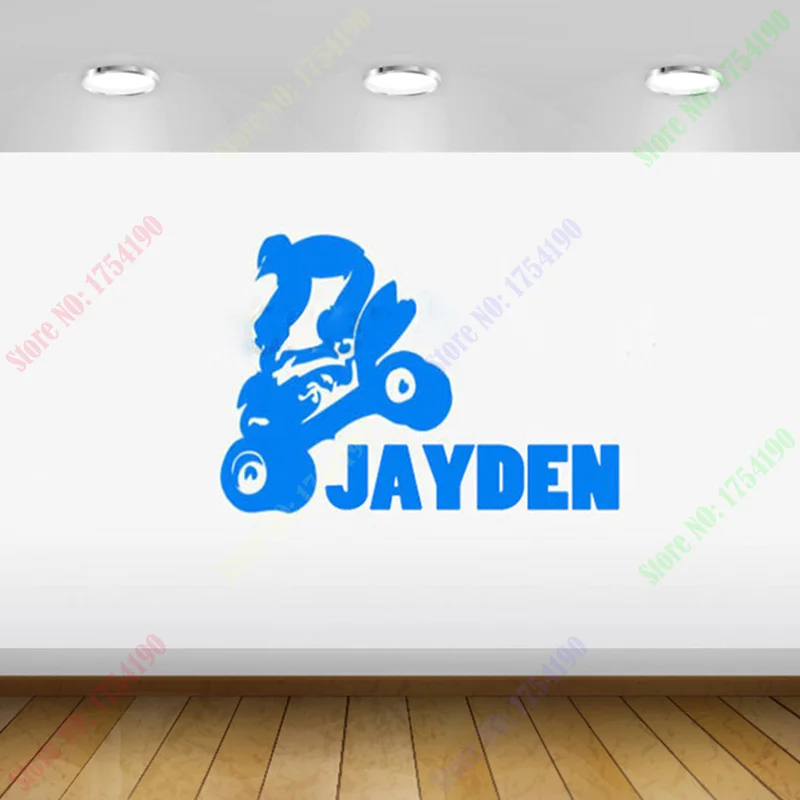 quad atv mini moto kinderen personaliseren naam kunst aan de muur sticker vinyl muursticker home decor for kinderen kamer