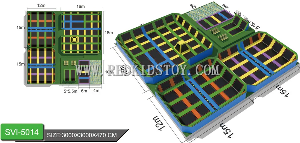 Indoor Large Trampoline CE Certified Indoor Trampoline Park Safety Playground Equipment HZ-LG028