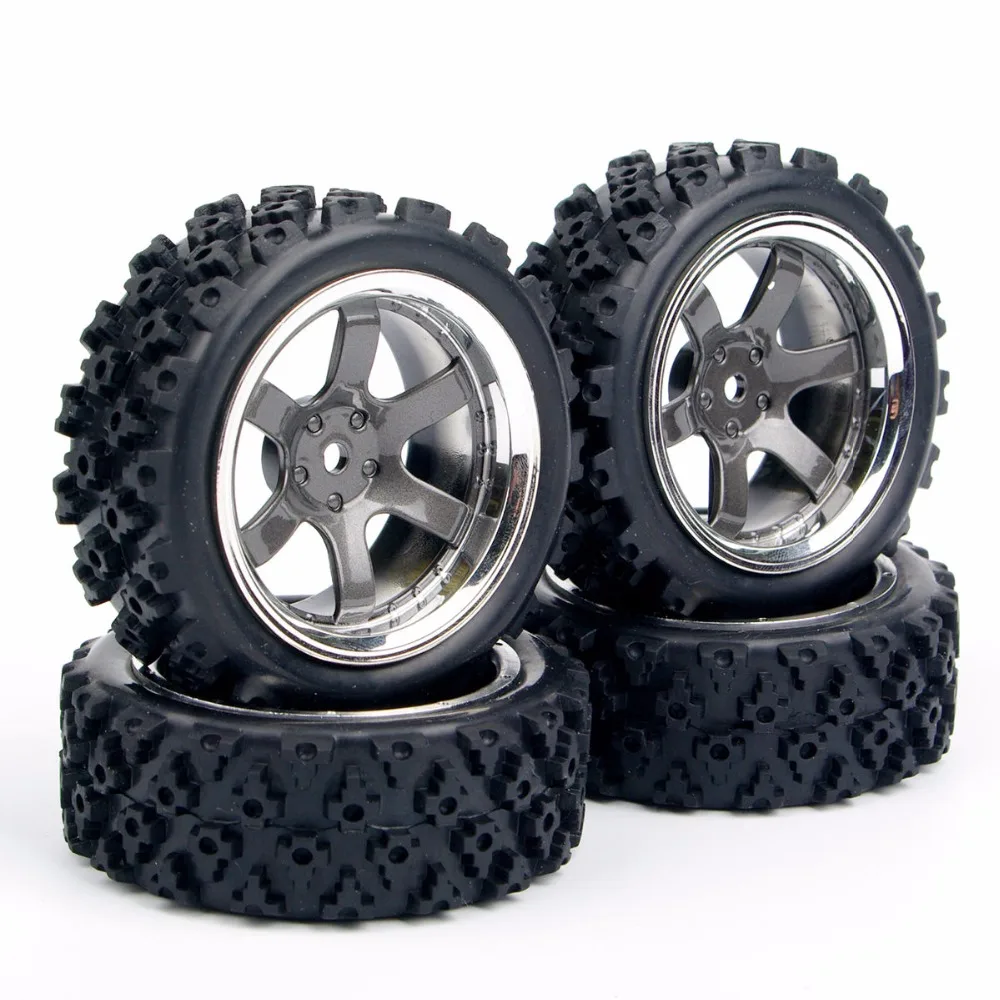 1/10 Scale Rally Tires and Wheel Rim with 3mm Offset and 12mm Hex fit HPI HSP RC Off Road Racing Car Accessories