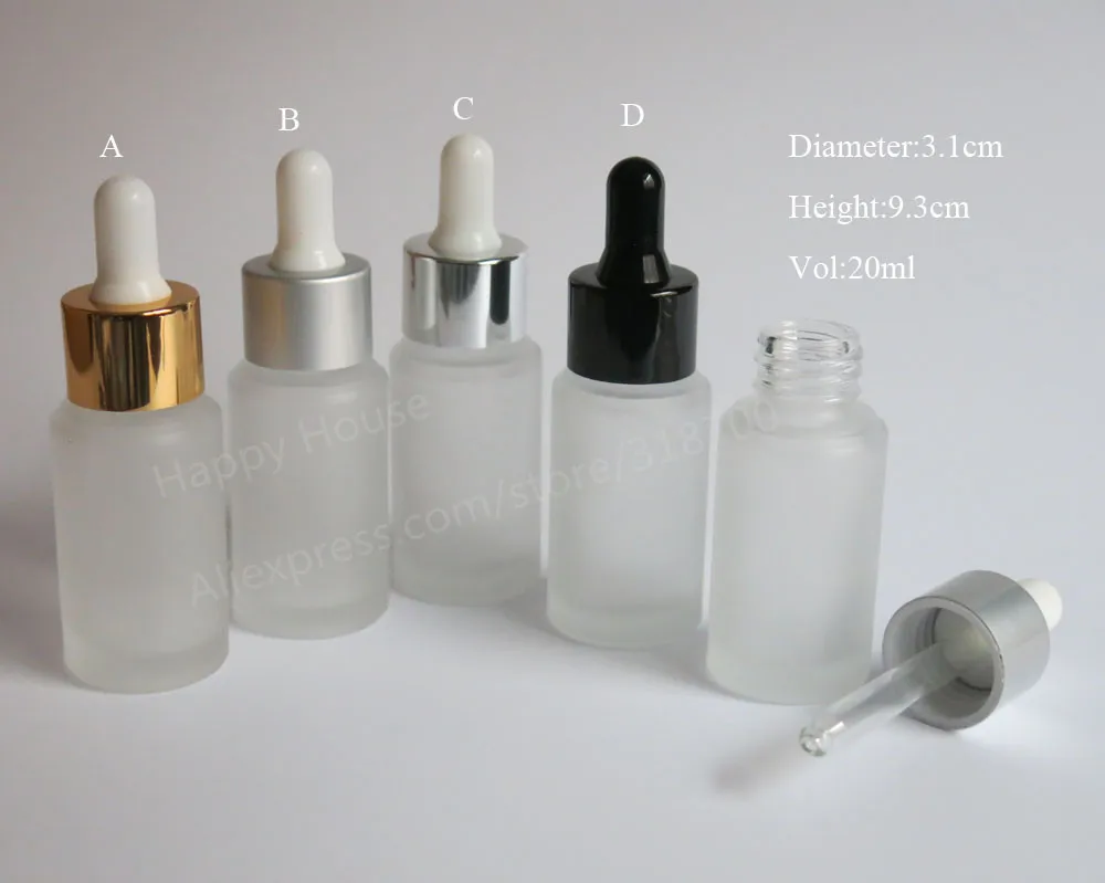 

300pcs x 20ml Empty Frost Glass Dropper Bottle 2/3oz Frost Dropper Container 20ml Portable E- Liquid Dropper Bottles