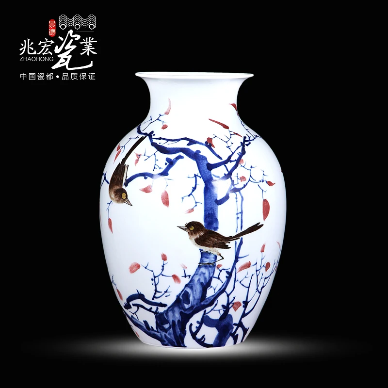 Jingdezhen ceramics hand-painted vases high-end custom inscription decoration craft ornaments business gifts Home Furnishing liv