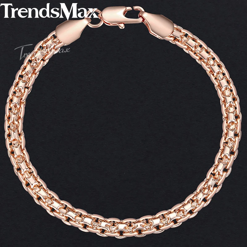 5mm Jewelry Set Necklace Bracelet for Women Men 585 Rose Gold Color Weaving Bismark Link Fashion Jewelry 2022 Gift KGS275