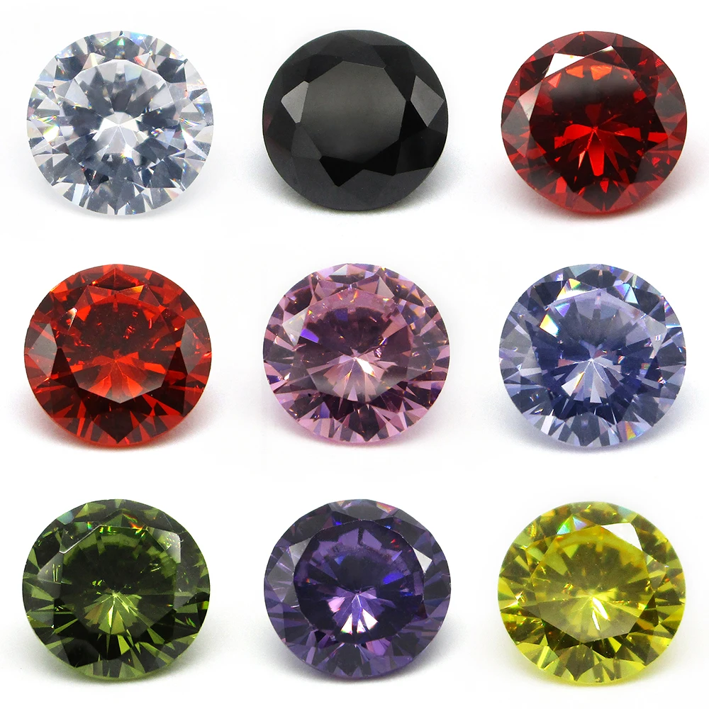 Free Shipping 1.0~10.0mm AAAAA Various Color Loose Cubic Zirconia Stone Round Brilliant Cut CZ Stone Synthetic Gems For Jewelry