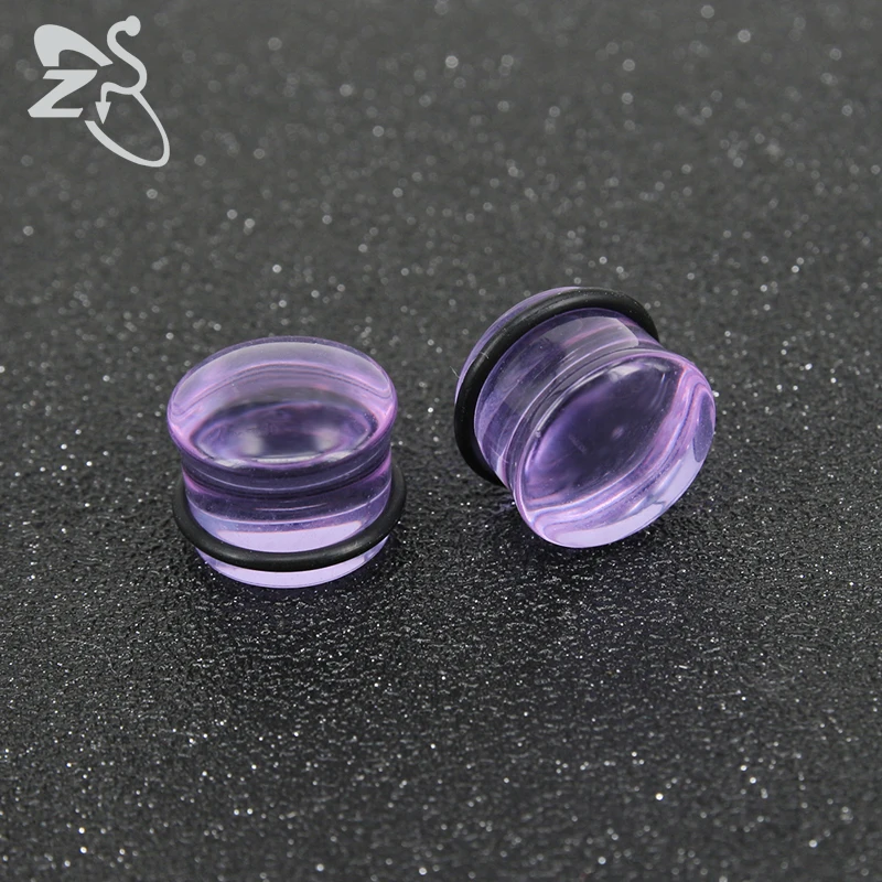 ZS Class Ear Plugs Tunnel Piercing Body Jewelry 2pcs Ear Expander Gauges Flesh Tunnel 5-16MM Stretchers Double Flared Purple Men