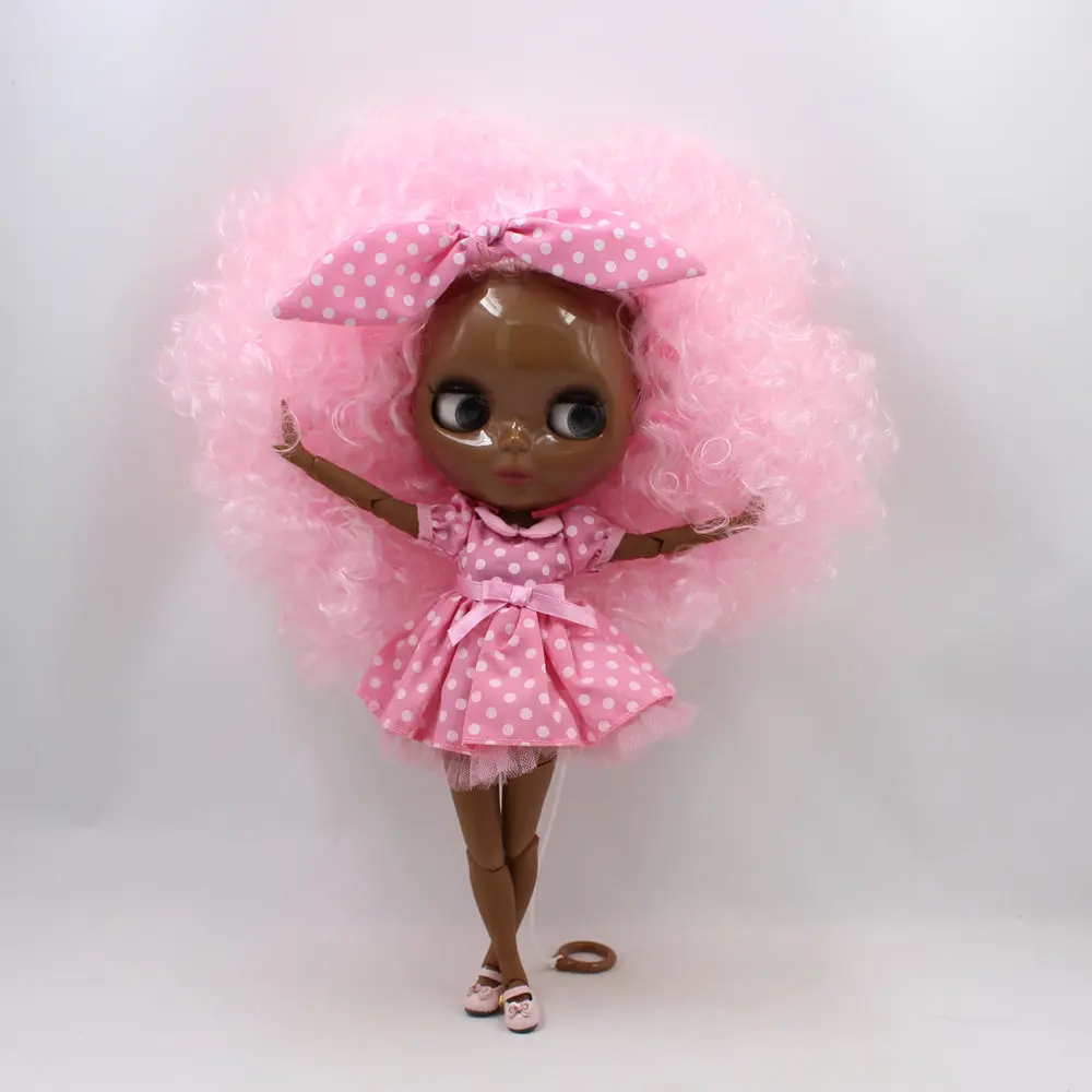 Icy Dbs Blyth Pop Super Black Skin Tone Darkest Huid Zwart Mix Grote Roze Haar Joint Body 280BLQE1261/6 bjd