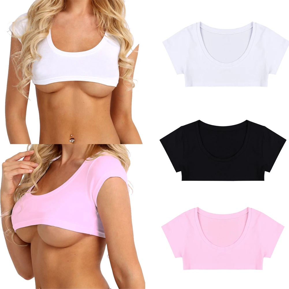 Sexy Summer Women Party Tank Tops Cropped Short Sleeve Cotton Crop Tops Shirt