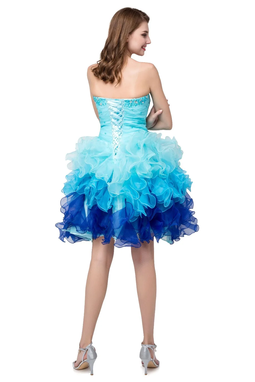 ANGELSBRIDEP-Vestido De fiesta para graduación, Vestido azul con forma De corazón, dulce, 16, para ocasiones especiales