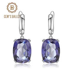 GEM'S BALLET Luxury 925 Sterling Silver Drop Earrings Natural Iolite Blue Mystic Quartz for Women Elegant Earrings Fine Jewelry