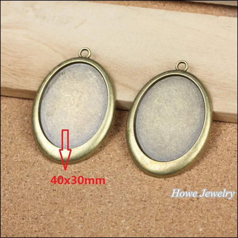 

18pcs vintage oval Cameo/Cabochon frame charm antique bronze fit for fashion earrings and maxi Necklaces & Pendants 54*17mm