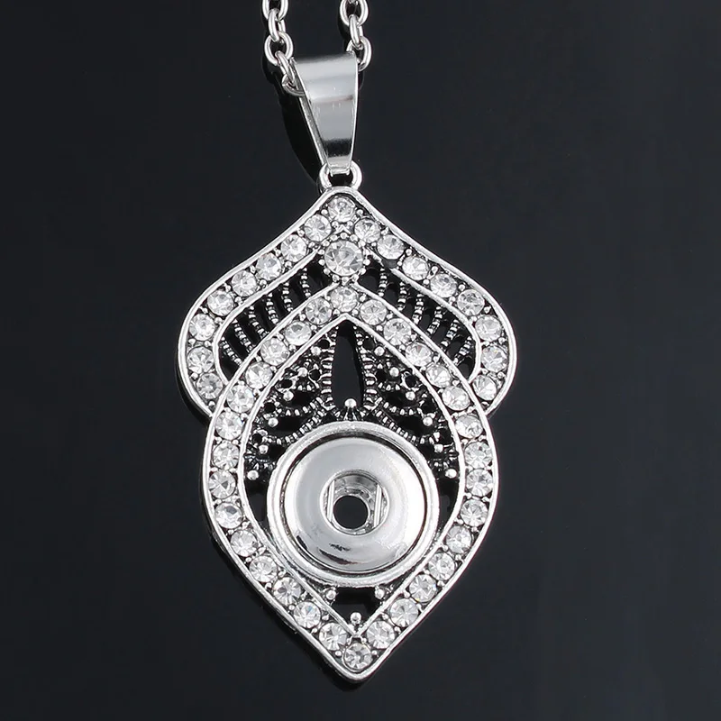 Trendy Ethnic Style Water Drop Shape Pendant Snap Necklace (12mm)&Earring(12mm) Set Fit DIY Snap Jewlery For Women ZG094