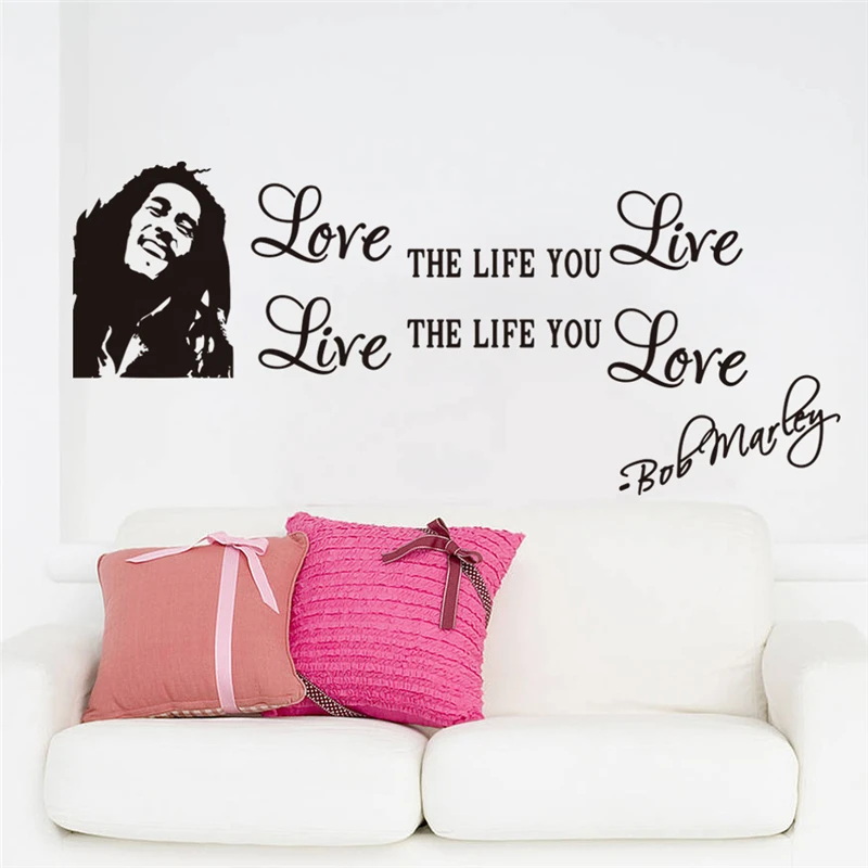 Removable Bob Marley Quotes Wall Stickers For Bathoom Living Rooms Poster Decoration Decals WallPapers House Home Decor Mural