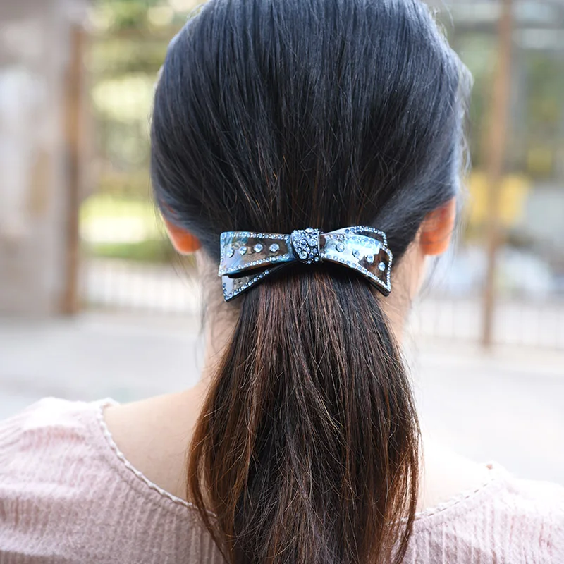 Women head wear rhinestone hair clip large ponytail holder vintage hair barrette bow hair accessories for women