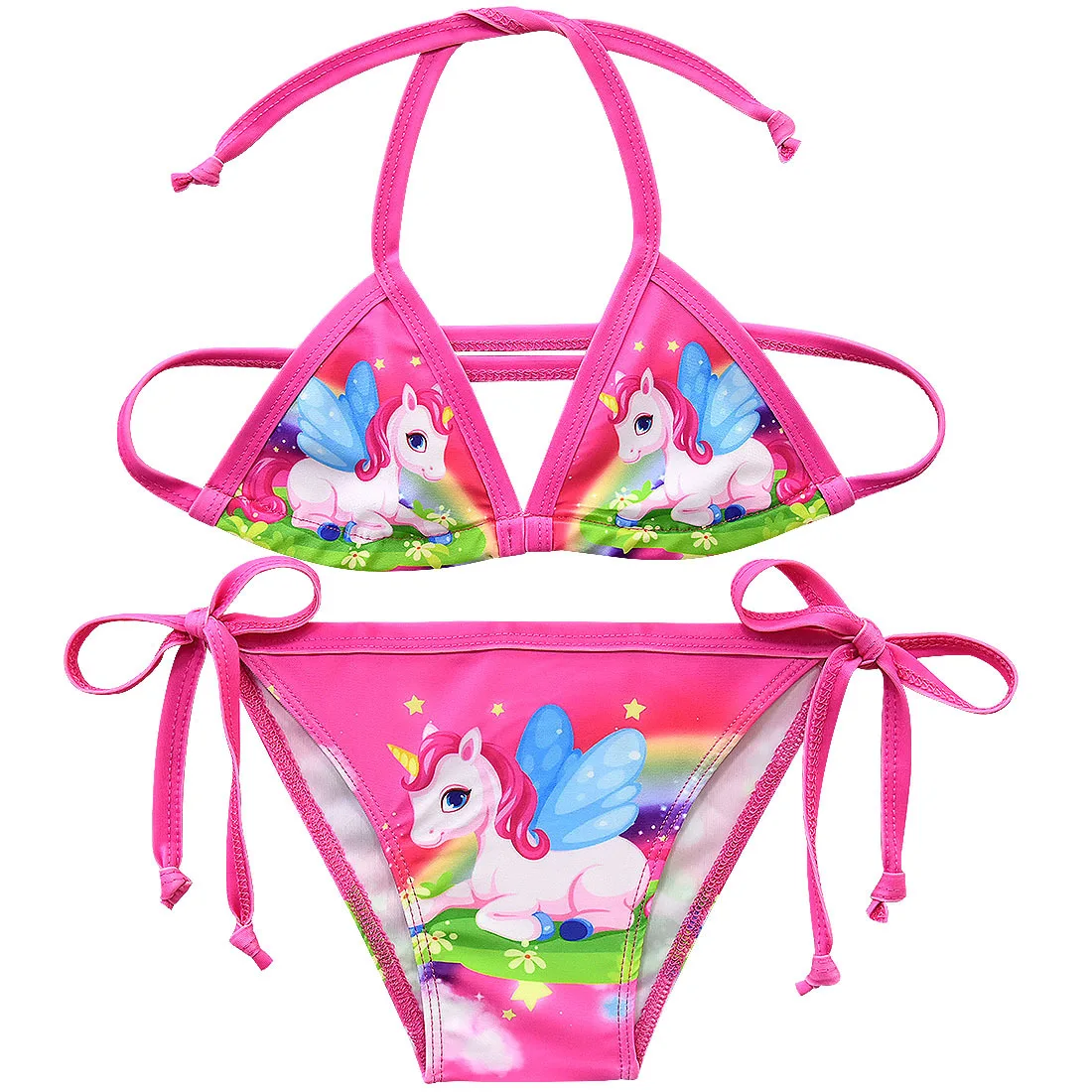 3-12Y Cute Girls Unicorn Swimsuit pink Kid Strap Bikini Suit 2pcs Outfits Kid Fashion Clothes toddler Children