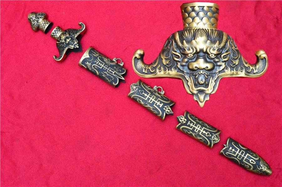 Wondergul Set Copper Brass Carved Lucky Dragon Fittings For Chinese Jian Sword