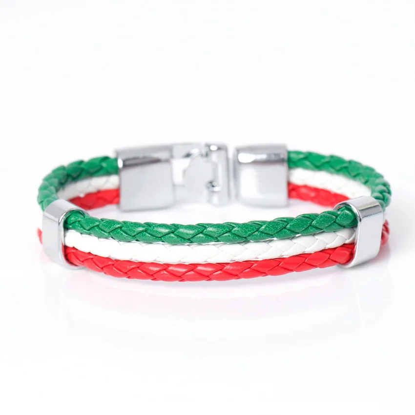 TYO New Fashion Braided Surfer Bandage National Spain Flag Leather Bracelets Trendy Sporty Friendship Bangles For Men Women