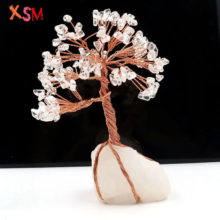 xinshangmie Natural Rock White Crystal Energy Bead Wrap Tree Irregular Crystal Reiki Healing Home Decoration Figurine 1 Pcs