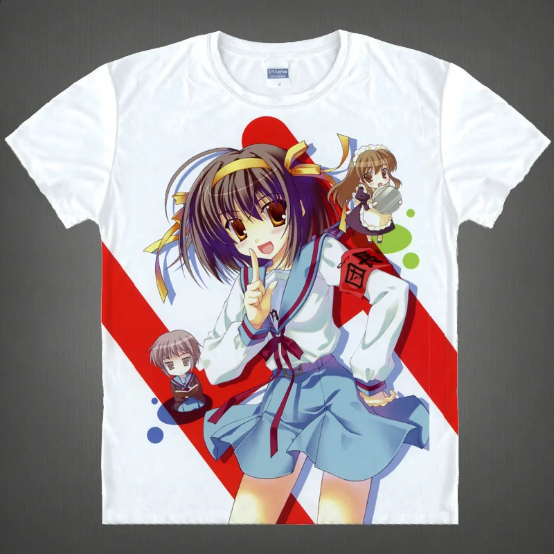 Coolprint Anime Shirt The Melancholy of Haruhi Suzumiya T-Shirts Multi-style Short Sleeve Suzumiya Haruhi Cosplay Motivs Shirts