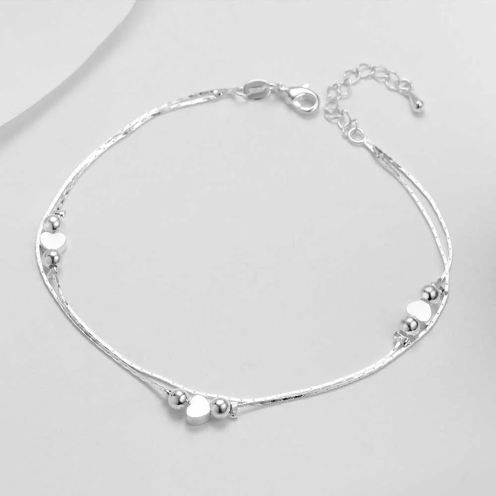 Women Fashion Simple Heart Pendant Bracelets Bangles 925 Sterling Silver Needle High quality Jewelry Bracelets Wholesale