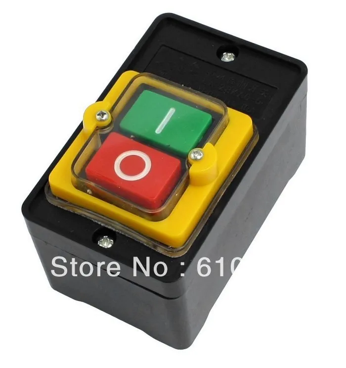 ON OFF Water Proof AC 220V/380V 10A ON Latching Maintained Self-Locked Pushbutton Control Switch KAO-5H for Bench Drill Machince