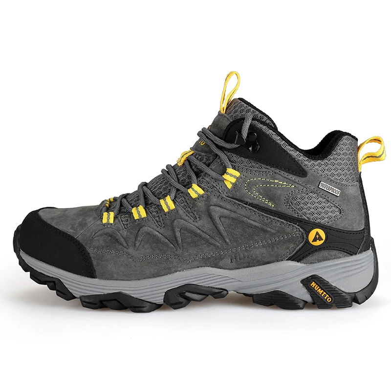 HUMTTO Hiking Shoes for Men Genuine Leather Climbing Shoes Mountain Boots Outdoor Sport Breathable Sneakers Waterproof Trekking