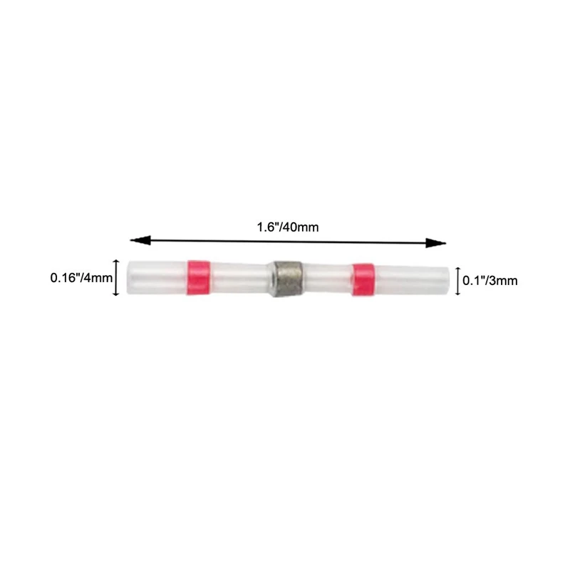 50Pcs Solder Seal Wire Connectors, Heat Shrink Butt Connector Waterproof Insulated Electrical Butt Terminals For Automotive Ma
