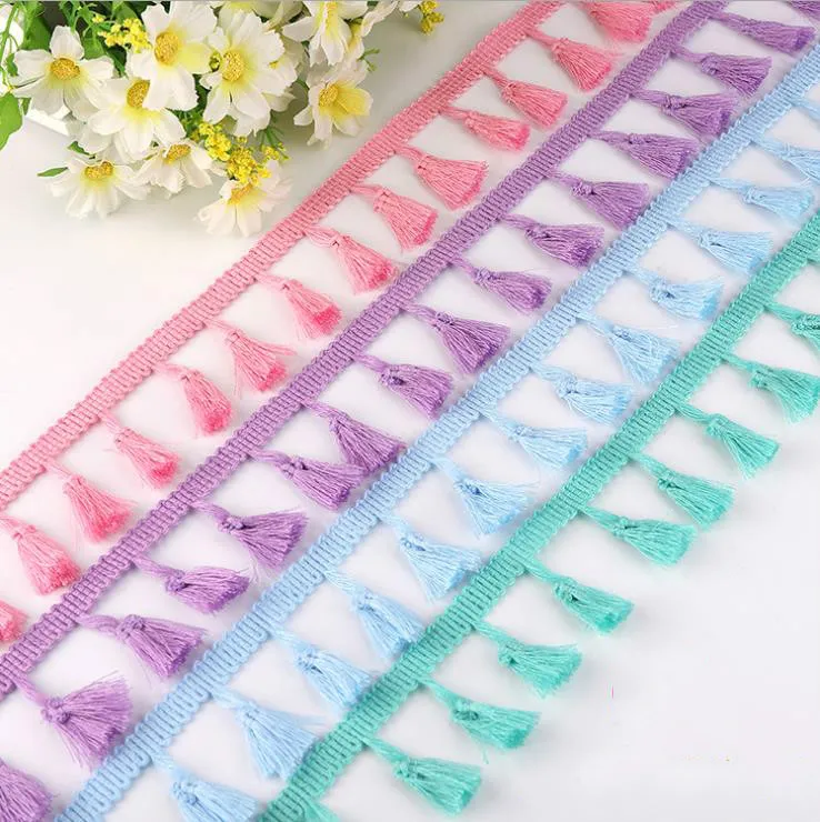 2Yard/Lot DIY Lace Tassel Fringe Polyester Cotton Ethnic Lace Trim Ribbon Sewing Latin Dress Stage Garment Curtain Decorative