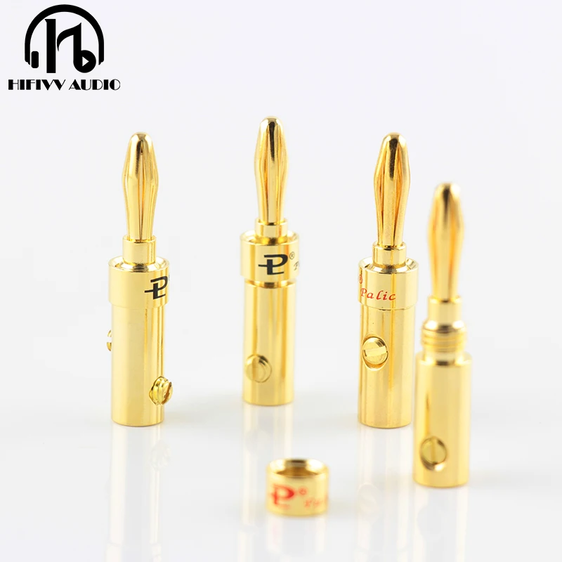 

8pcs 4pcs Banana Connector 4mm Speaker banana plugs 24K Copper gold plated 4mm Banana Jack match with 4mm binding post