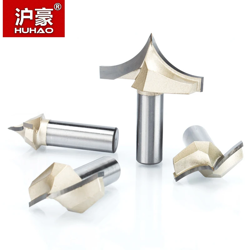 HUHAO 2pcs/lot Woodworking Cutter  1/4" 1/2" Shank Double Edging Router Bits For Wood Carbide Engraving Tools Carving Bit