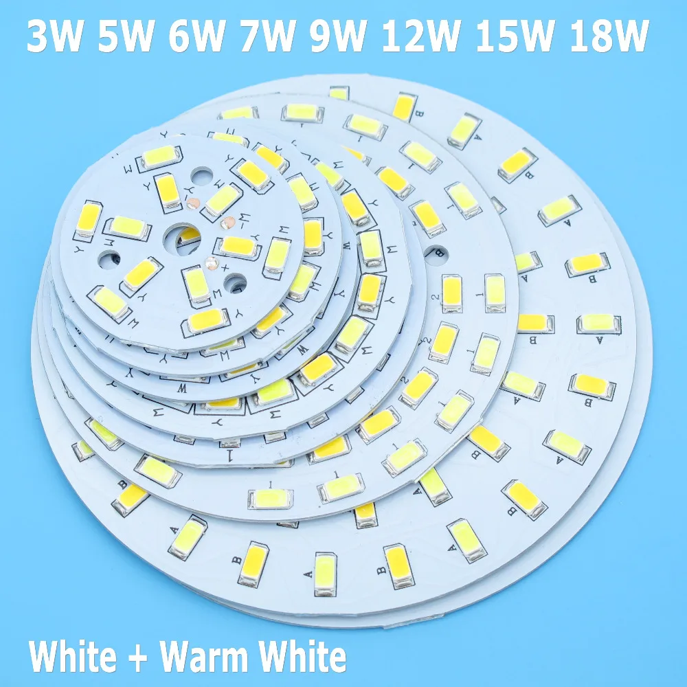 Double Color Temperature SMD5730 LED PCB 3W 5W 6W 7W 9W 12W 15W 18W White Warm White Light Source  for Led Bulb