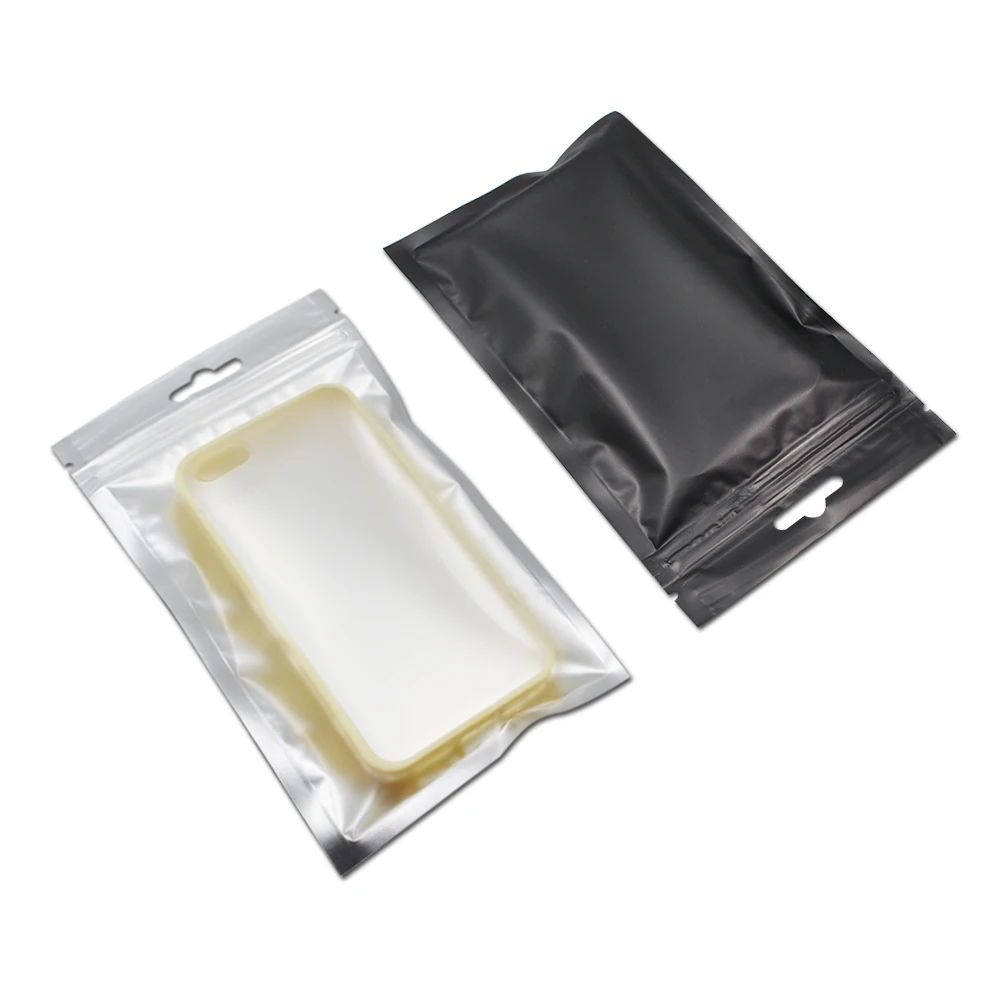 

300Pcs Clear Black Plastic Zipper Packaging Bag Ziplock Zip Lock Resealable Hanging Hole Packing Pouch Polybags Jewlery Retail