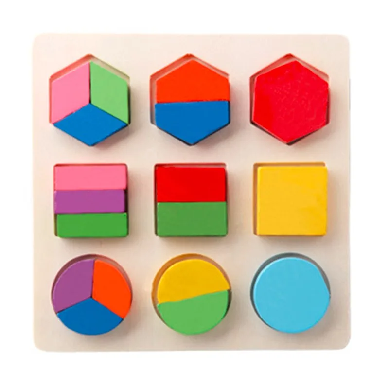 Kids Baby Wooden Learning Geometry Educational Toys Puzzle Montessori Early Learning Toys DS19