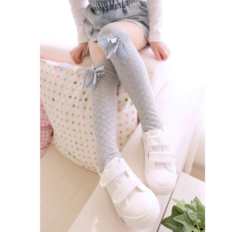 Cute Children's Knee High Socks For Toddlers Kids Girls Solid Bow-Knot Cotton Princess Dress Ballet Sock Leg Warmer Brand New