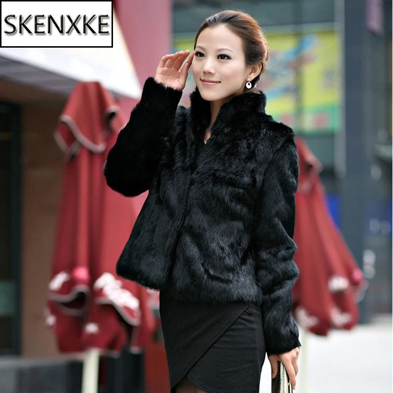 2024 Hot Sale Winter Women Real Rabbit Fur Coat Natural Warm Rabbit Fur Jacket Lady Fashion 100% Genuine Real Rabbit Outerwear