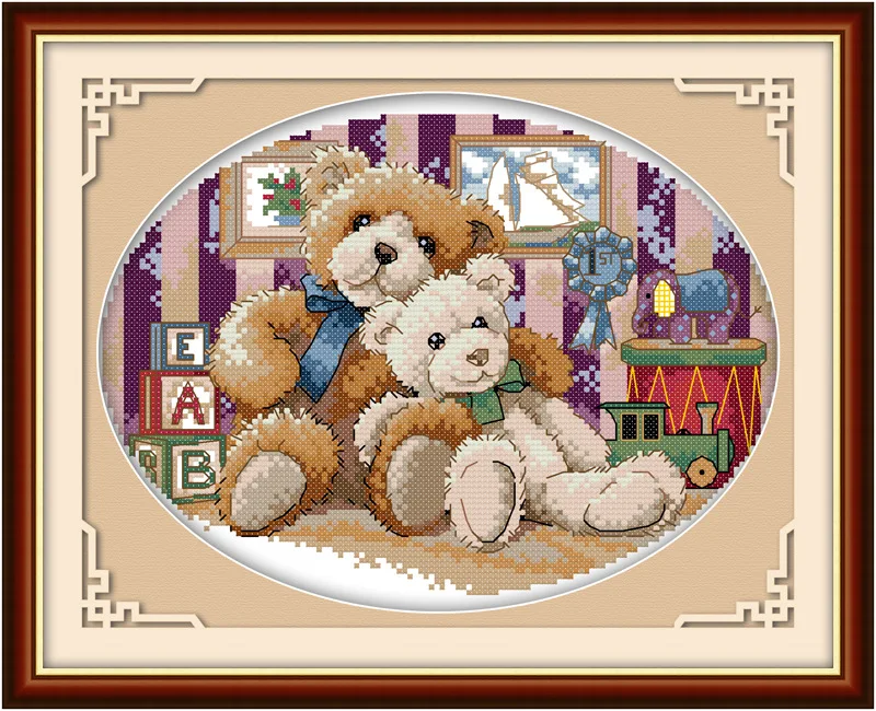 Oneroom-happy bear family the teddy bear, DIY, DIY, DIY, embroidery, Chinese cross stitch kits, cross stitch set