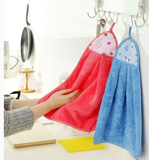 

10 pcs/lot kitchen hand towel coral fleece bathroom washcloth cartoon dish towel 34.5 x 47 cm