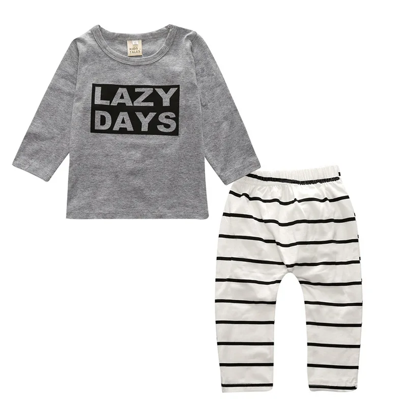 2018 Baby Clothing Set Autumn Baby Boy Clothes Fashion Cotton Long-sleeved Letter T-shirt+Pants Newborn Baby Girl Clothing Set