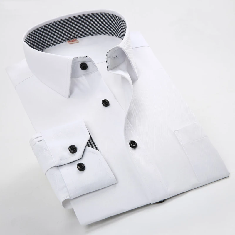 New Arrival Spring&Autumn Square Collar Solid Color Long Sleeve Twill/Plain Men Dress Shirts Slim Fit Tuxedo shirts For Male